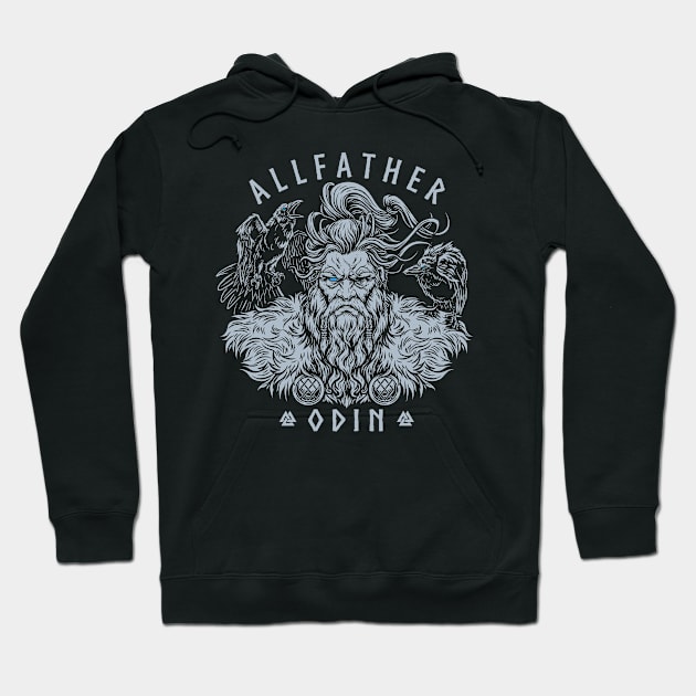 Norse Odin Viking Allfather God Raven Huginn Muninn Hoodie by Blue Pagan